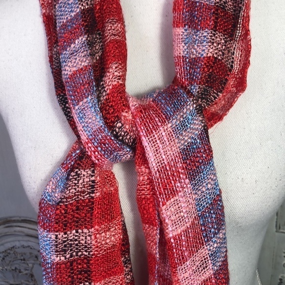 Multi Color Block Plaid  Head or Neck Scarf - Picture 3 of 5